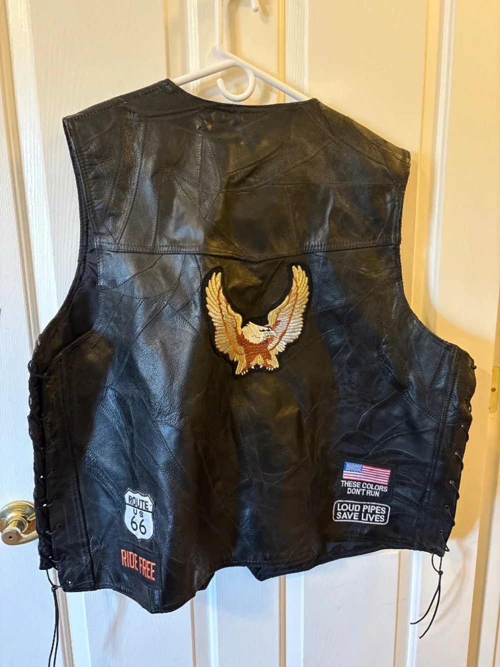 Diamond-Plate Buffalo Leather Biker Vest - 4X